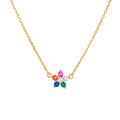 Cute Sweet Colored Zircon Clavicle Chain Sterling Silver 925 Gold Plated Daily Wear Flower Necklace for Women