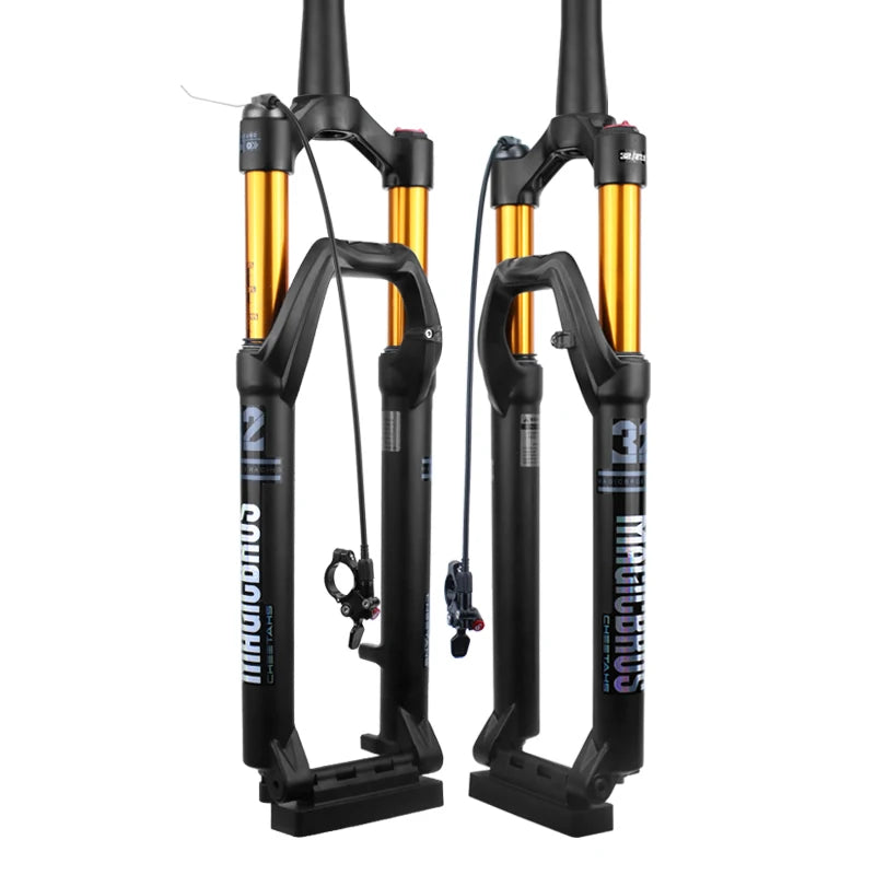 Magicbros 26"/27.5"/29" Magnesium Alloy Tapered Mountain Bike Fork Remote Control Bicycle Fork with 100 Thru-axle