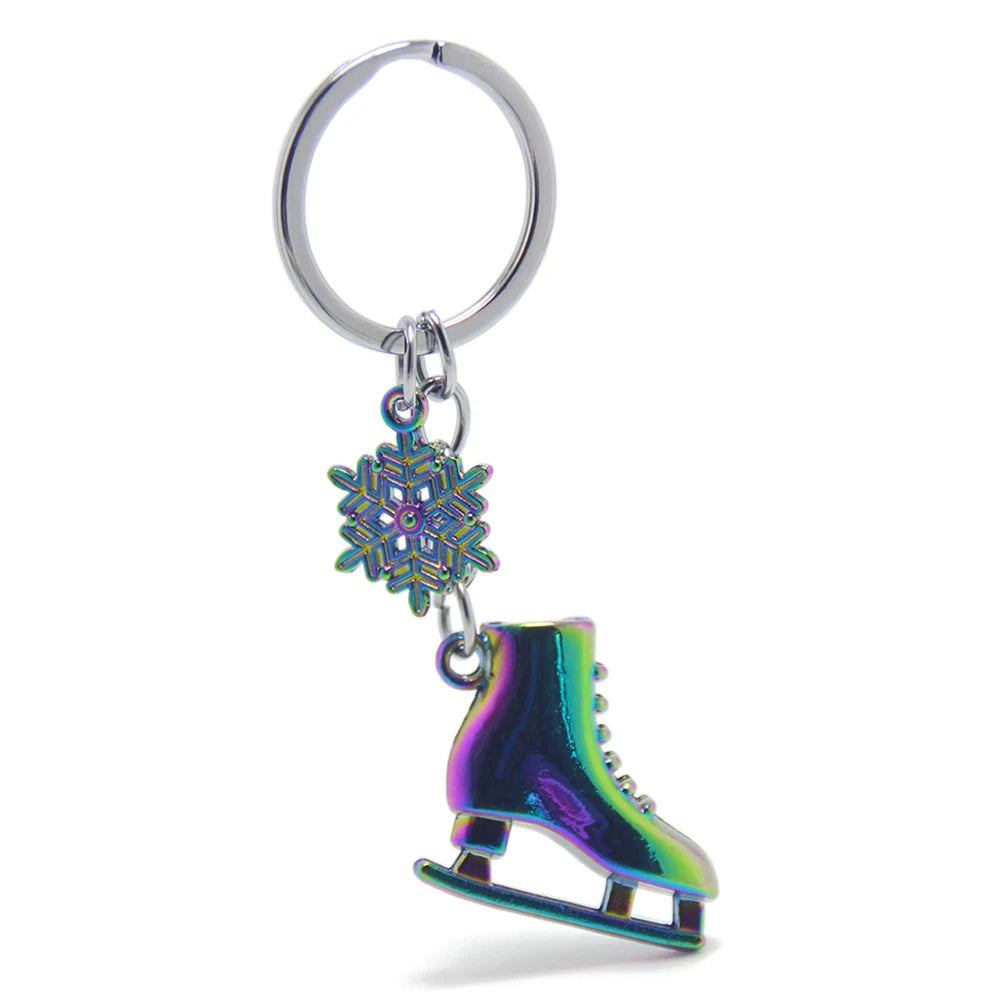 3D Skating Souvenir Gifts Snowflake Ice Skating Shoe Keychain Sports Keyring Games Key Holder Ornament Metal Skate Keychain