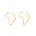 Exaggerate Africa Stainless Steel Hollow Out Map Earrings Studs Simple Jewelry