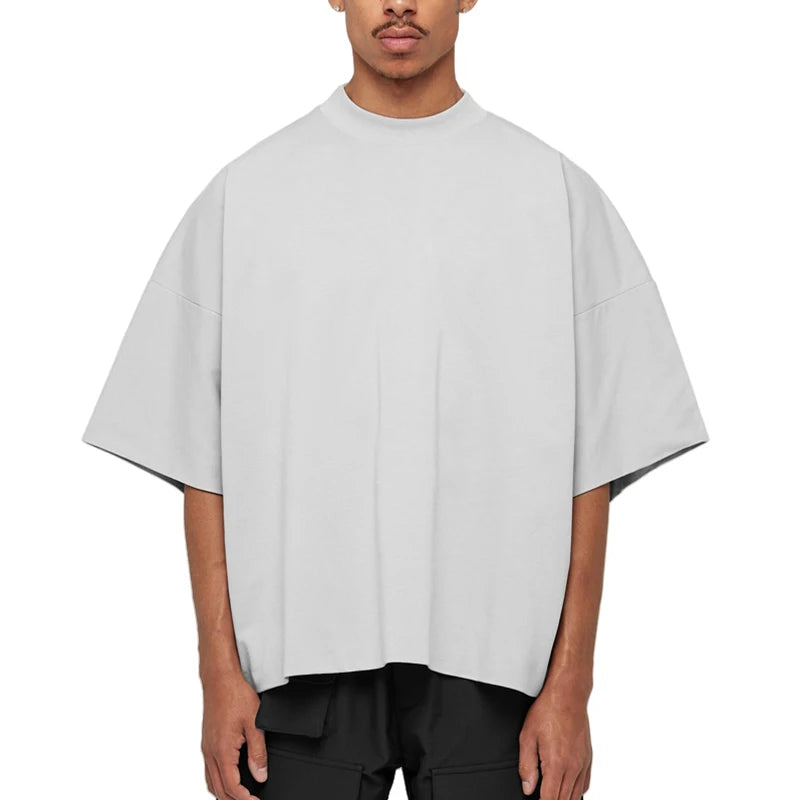 TOPSHOW T Shirt Manufacturer Drop Shoulder Blank Cropped T Shirt Men Heavyweight Custom Boxy Cotton Plain Oversized T-Shirt