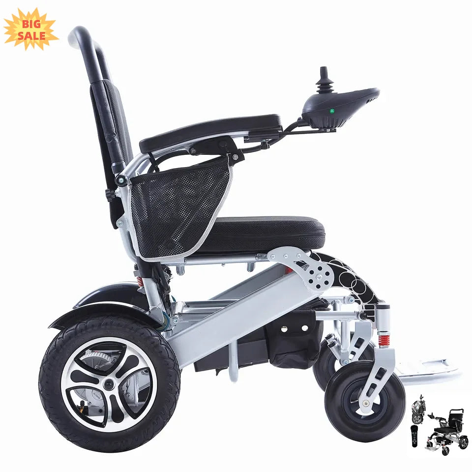 New Foldable Electric Wheelchair Aluminum Lightweight Power Wheel Chair with Lithium Battery
