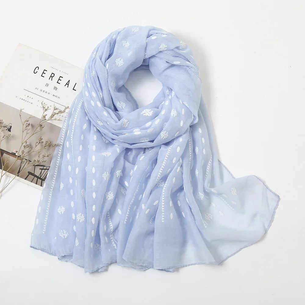 2021 New Brand Women Scarf Embroider Fashion Long Scarves Cotton Shawl Lady Bandana Foulard Hijab Female 85*185cm 2021-H-59