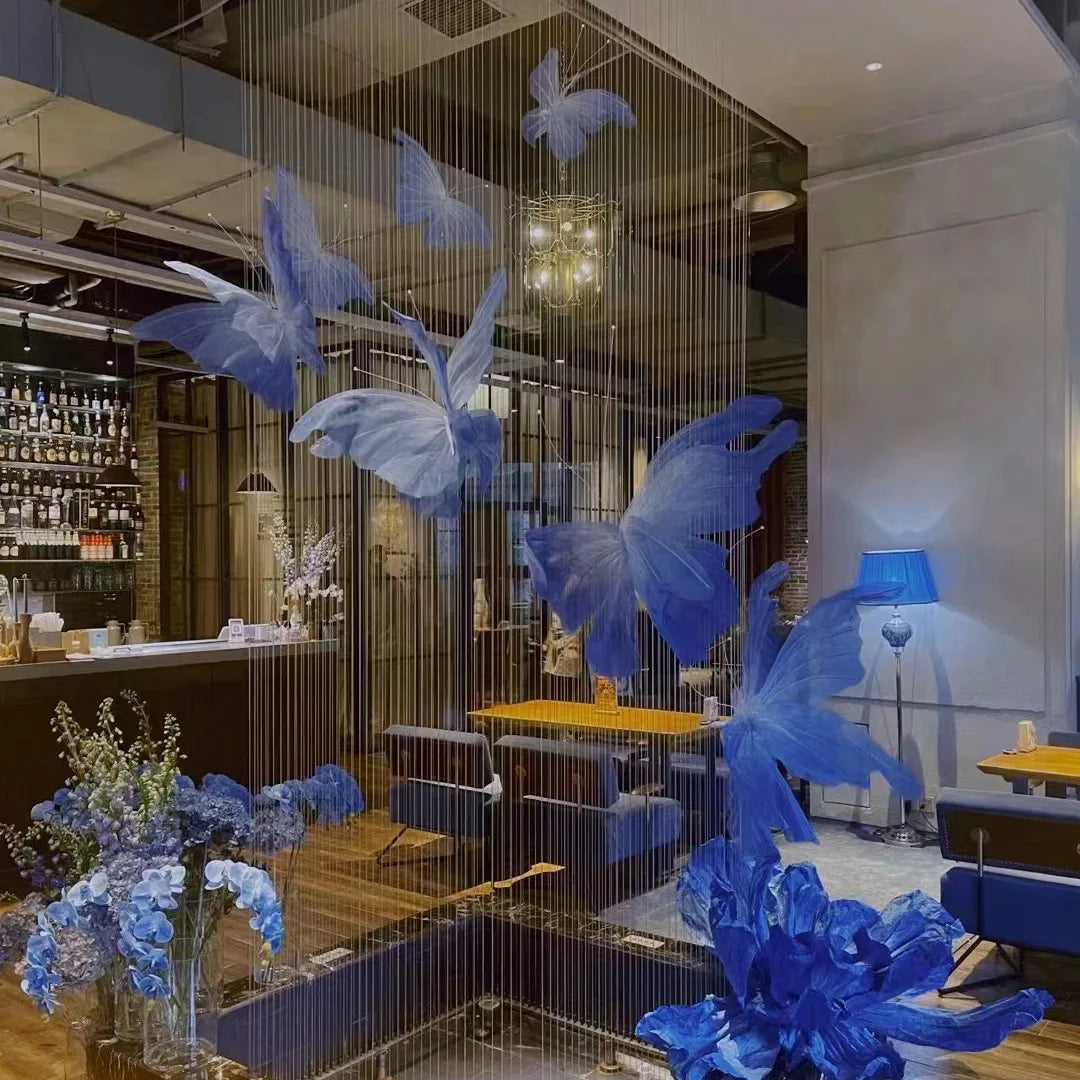 SZ High Quality Fake Paper Butterfly Artificial  Paper Art 3D Silk Butterfly Shopping Mall Decoration Window Layout Props