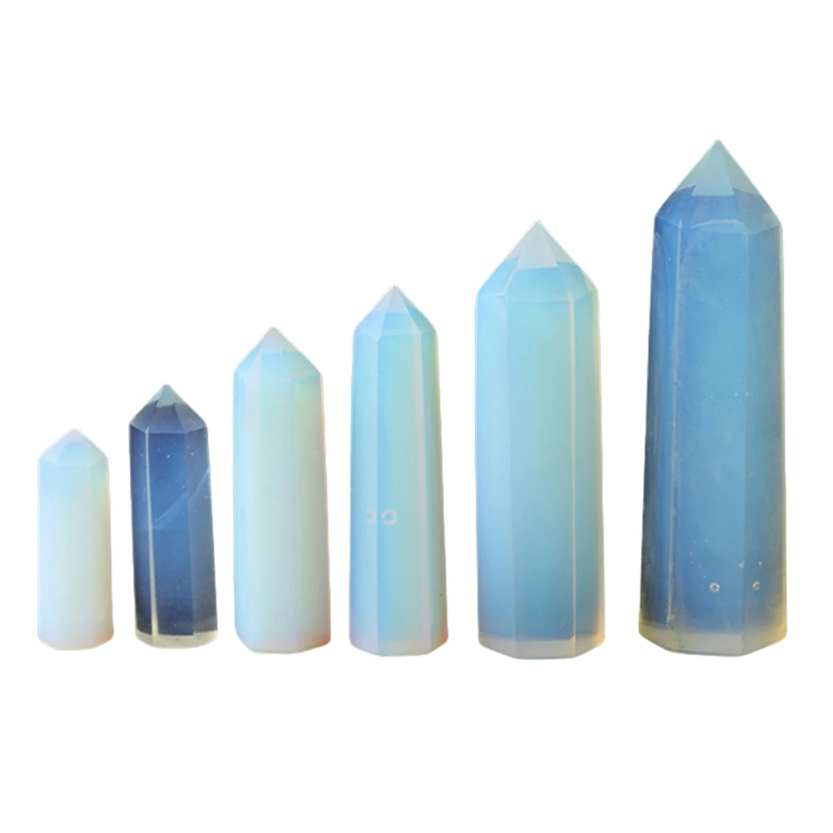 Multi-Sized Syn.Opalite Stone Hexagonal Pillar Decoration Crystal Witchcraft Office Ornament Tower Crafts DIY Accessory Gift