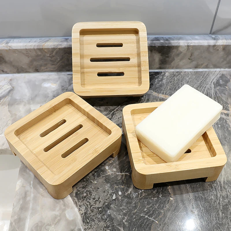 New Bamboo Soap Dish with Self-Draining Waterfall Feature Bar Soap Holder Soap Tray for Bathroom Bathtub Kitchen Sink