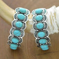 New Arrival Western Style Geometric Big Hoop Earrings Cowgirl Colorful Turquoise Earrings for Woman Gift