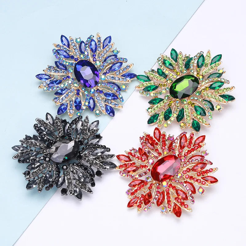 Fashion Large Crystal Brooches Exaggerated Temperament High-grade Clothing Accessories Pin