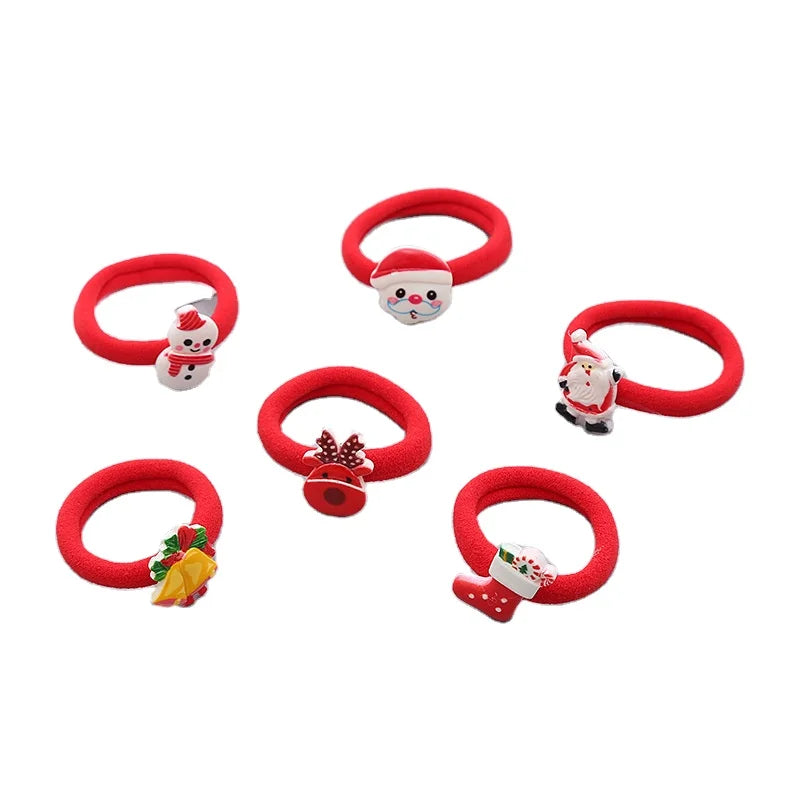 Trendy Top Selling 2022 Cute Kawaii Towel Scrunchie Cartoon Santa Bell Elk Christmas Hair Scrunchies Chouchou for Girls