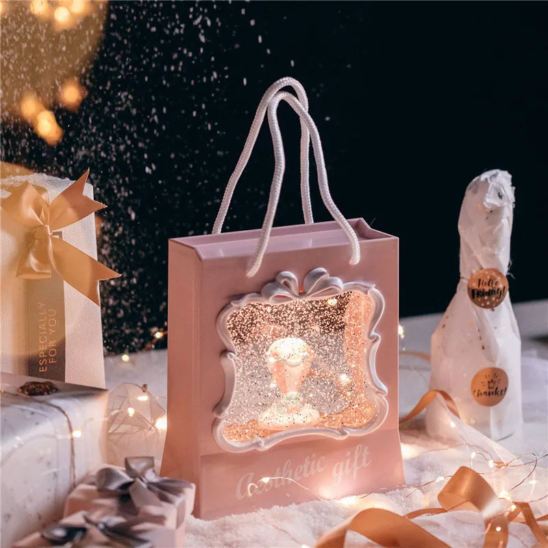 Custom Hot Crystal Bag Shape Music Box Princess Home Decor Retro Valentine Tote Music Box
