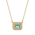 Hot Sale 925 Sterling Silver square Aquamarine Zircon 18k Gold Plated Pendant Support Customized logo Women's Jewelry Necklace