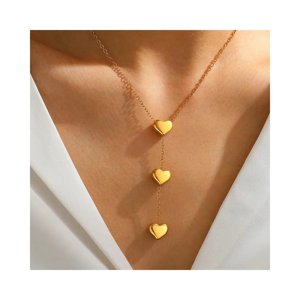 Fashion Jewelry Heart Necklace Stainless Steel 18K Gold Plated Heart Pendant Necklace for Women