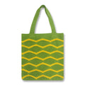 Polyester Women's Vintage Japan Fashion Daily Casual Tote Bags Knitted Crochet Wave Design One Shoulder Two Handles Open Closure