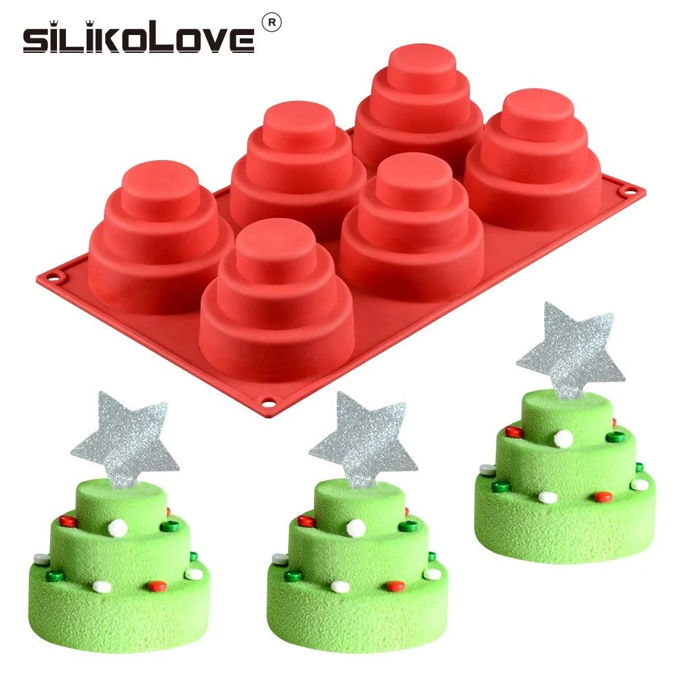 Non-stick Easy to Demoulding 3d 6 Cups Hot Tiered Cake Mold Silicone