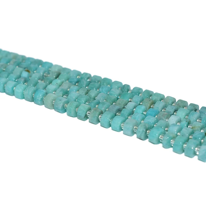 Wholesale Natural Amazonite Crystal Beads 6*4mm Rondelle Wheel Bracelet Making Stone Beads