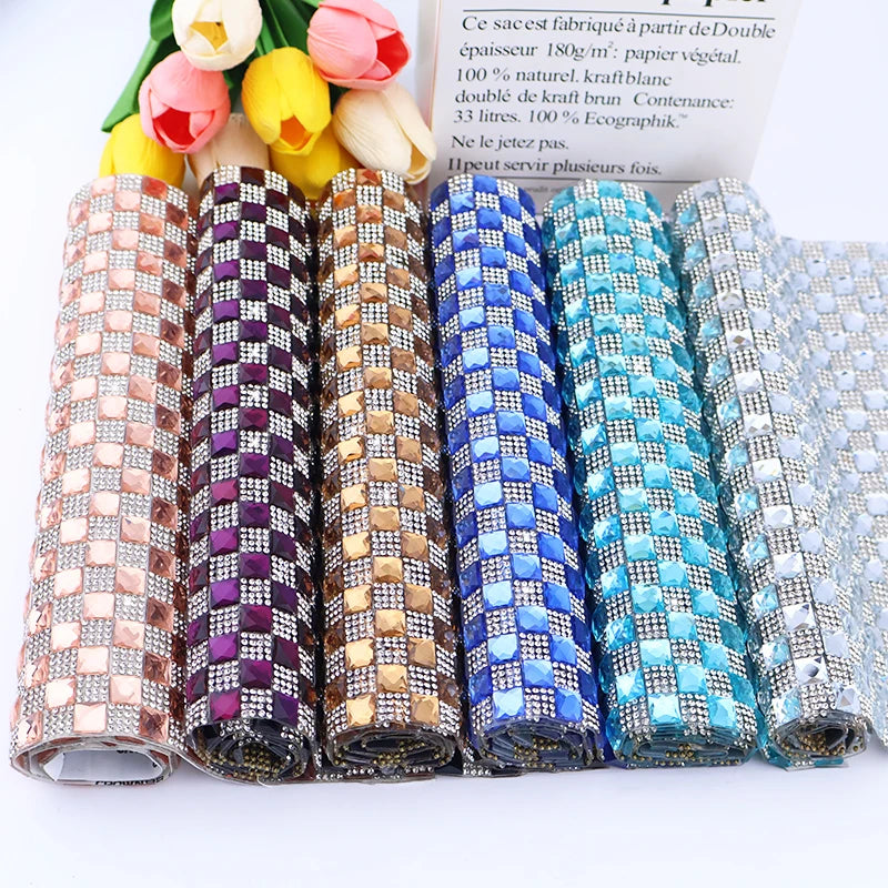 Colorful Glass Rhinestones Adhesive Sheet Flatback Crystal Self Adhesive Hotfix Rhinestone Sheets Trim Sticker