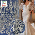 New French White 3d Beaded Lace With Crystal Sequins Wedding Dress African Fabrics Luxury Dress Gown Evening Lace Fabric