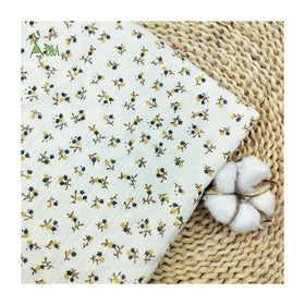 Small Cute Flowers Printed Organic Woven Breathable Muslin Double Gauze Crepe 100% Cotton Fabric for Baby's Pajamas Girls & Boys