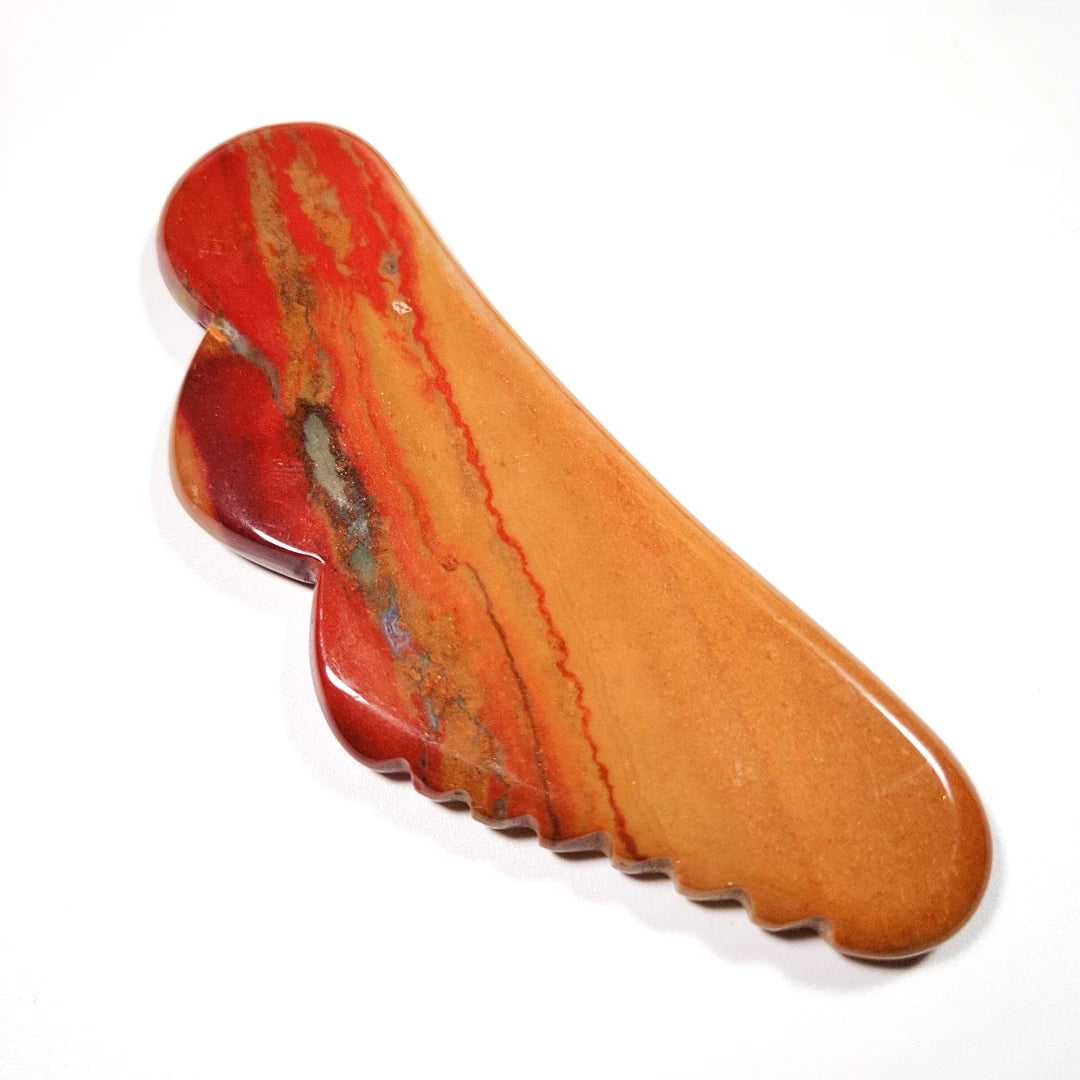 Quick to Ship Jagged Mookaite Jasper Gem Guasha Board Wing Guastone Face Beauty Tool