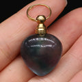 Hongzhuo Wholesale natural gemstone quartz crystal essential oil fluorite heart shape perfume bottle necklace pendant for crystal gift