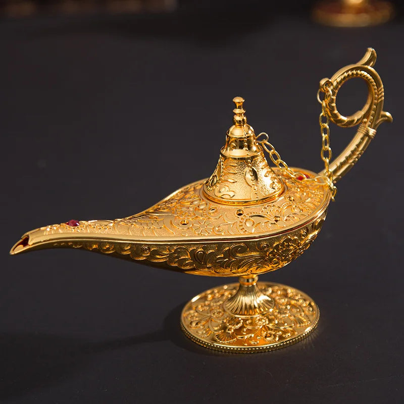Aladin Lamp Incense burner Hollow Cone Gold Arabic Decoration Bakhoor Car Coal Oud burner Charcoal Bakoor Incense Tweezers
