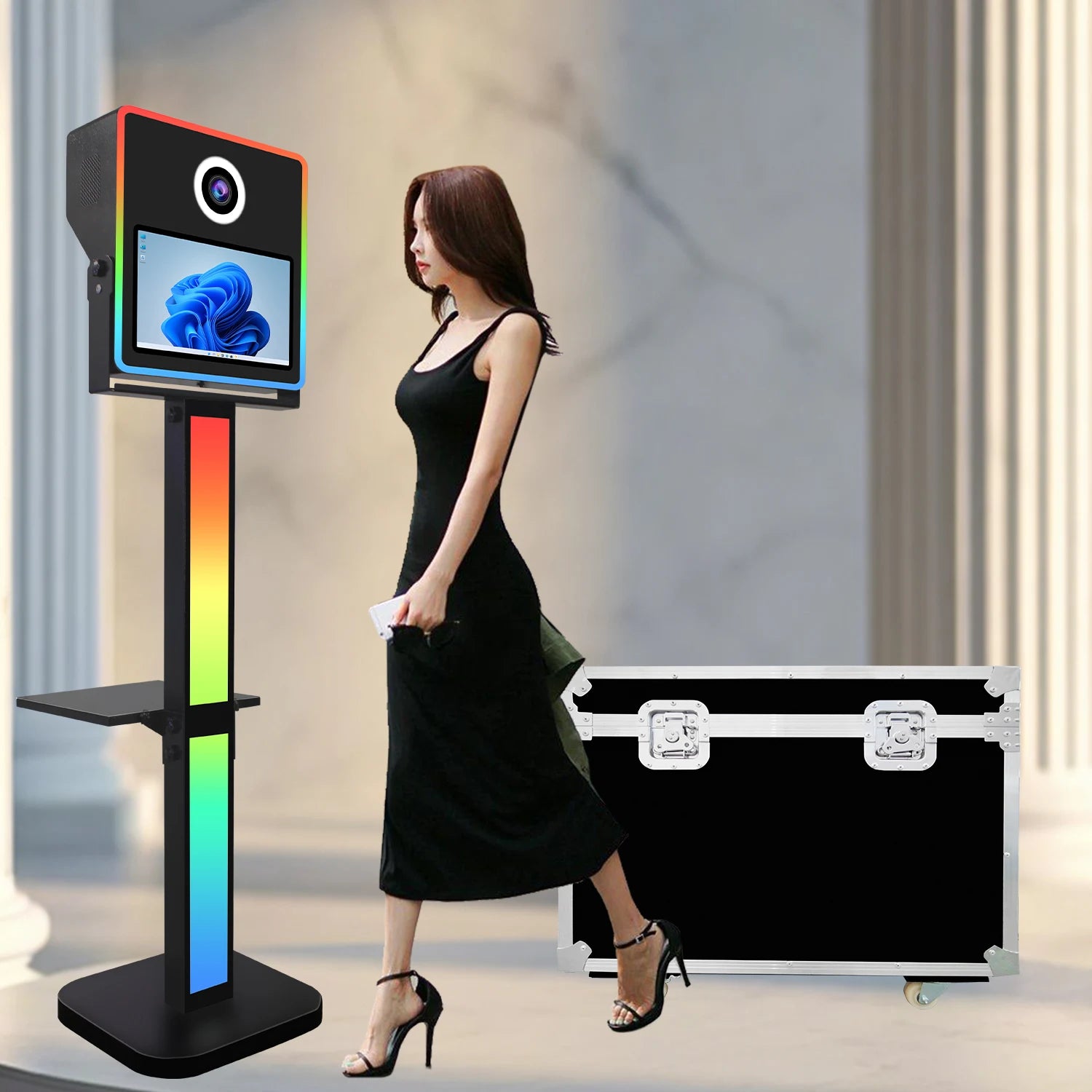 15.6 Inch Touch Screen Selfie Photo Booth DSLR Compatible With Printer Mini PC Software DSLR Photobooth Shell Machine for Event