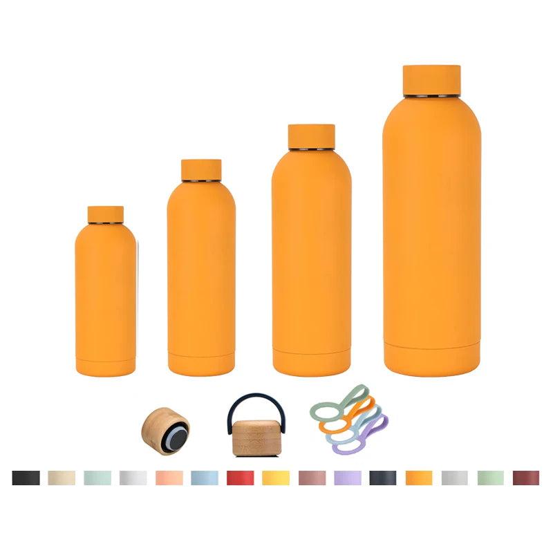 Custom Logo Outdoor Indoor Wholesale Insulated Bottle Water Flasks Tumbler Stainless Steel Water Bottle With Silicone Handle