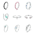 Hot Sales 925 Sterling Silver Women's S925 Rings Moon and Star Colourful Cubic Zirconia Girls Ring Vintage Fine Jewelry Rings