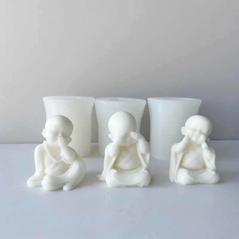 3D Monk Aromatherapy Candle Mold Monk Candle Car Ornaments Fragrant Stone Gypsum Grinding Tool DIY Handmade Silicone Mold