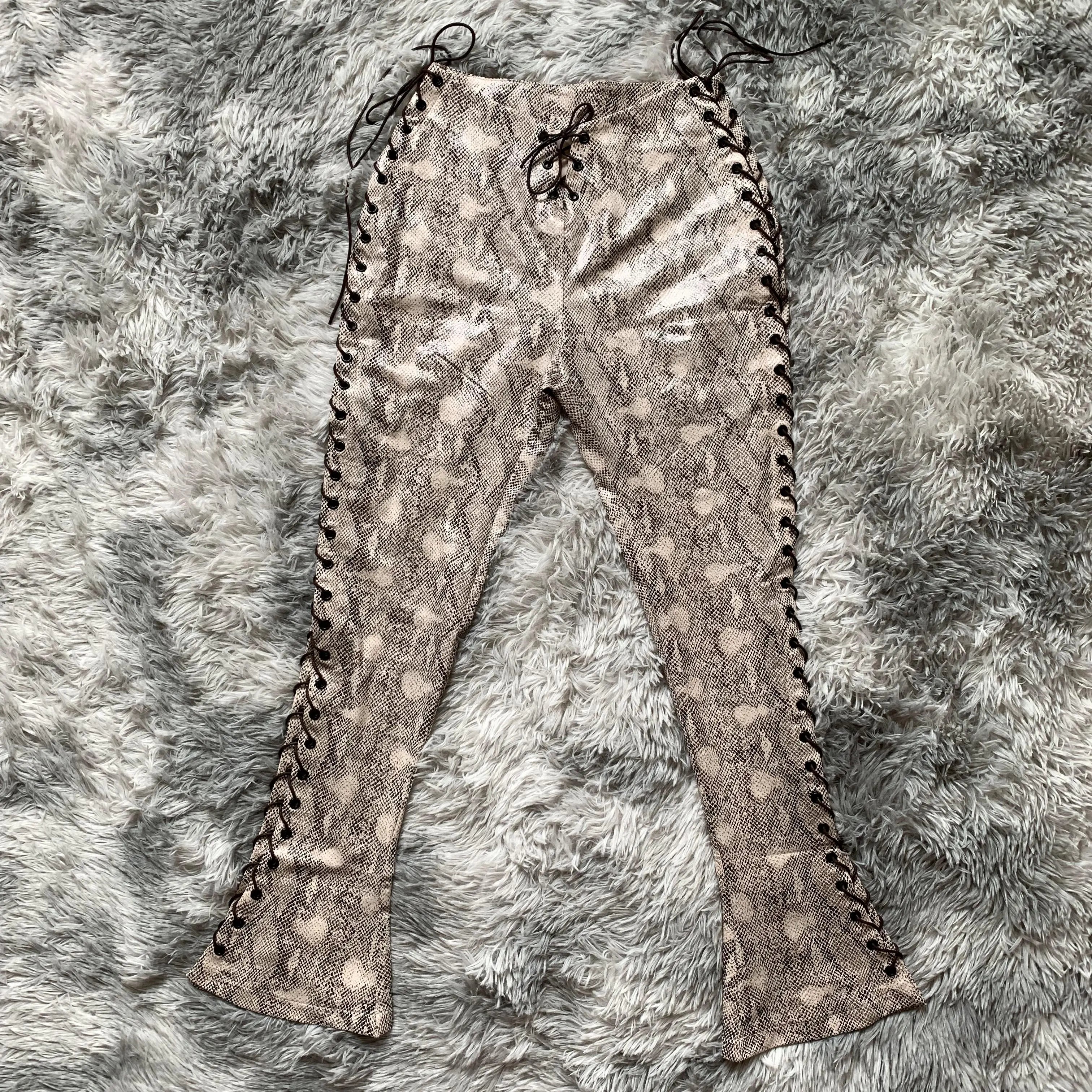 DENIMGUYS Custom Logo Snake Pattern Print Women Leather Pants