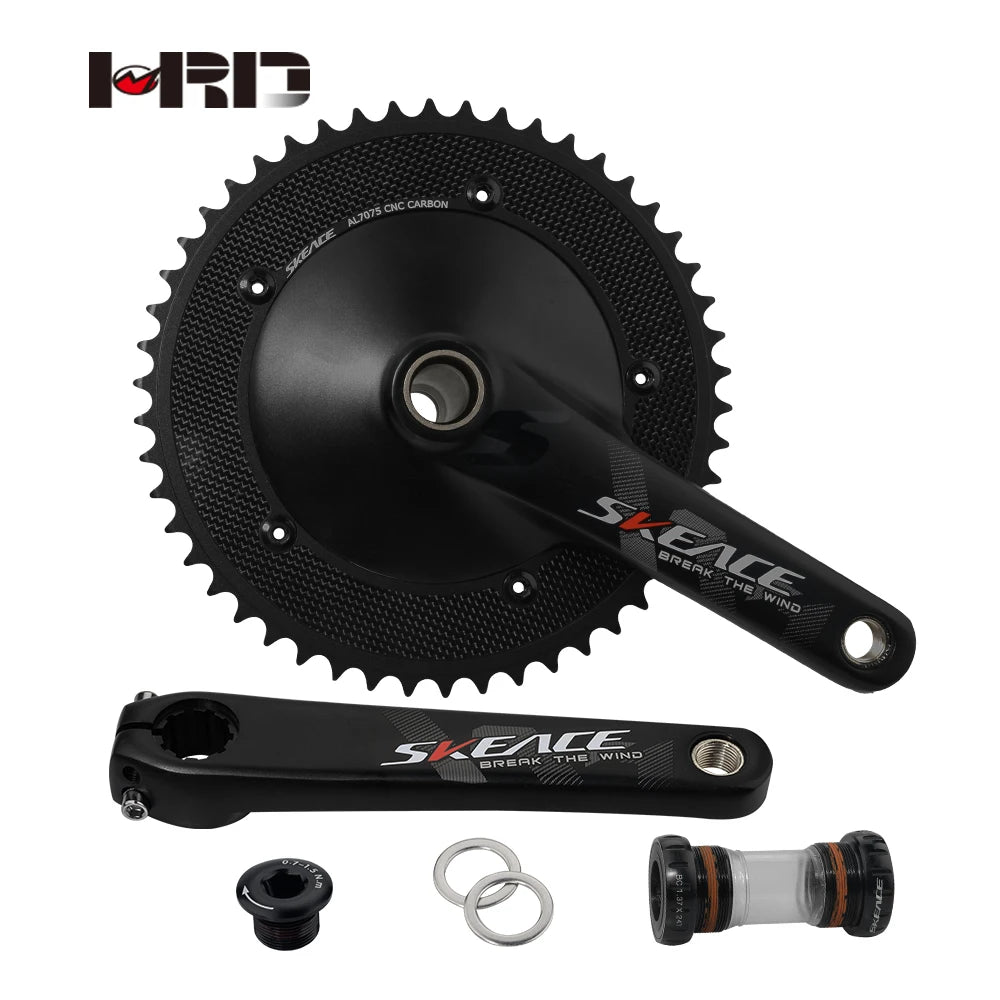 Bike Crank 165mm 49T 50T 2024 New Hollow Fixed Gear Bicycle Parts AERO Racing Cycling Crankset Carbon Single Speed Cranksets