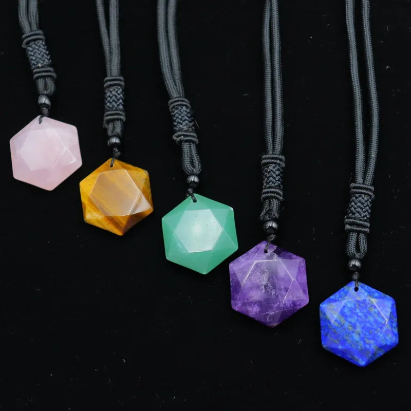 Europe Hot Sale Natural Stone Amethyst Opal Necklace Handmade Obsidian Energy Necklace Jewelry for Men Women