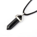 Beautiful 40x8mm Obsidian Pendulum Pendant Healing Point With 18" Leather Chain Jewelry Necklace Pendant