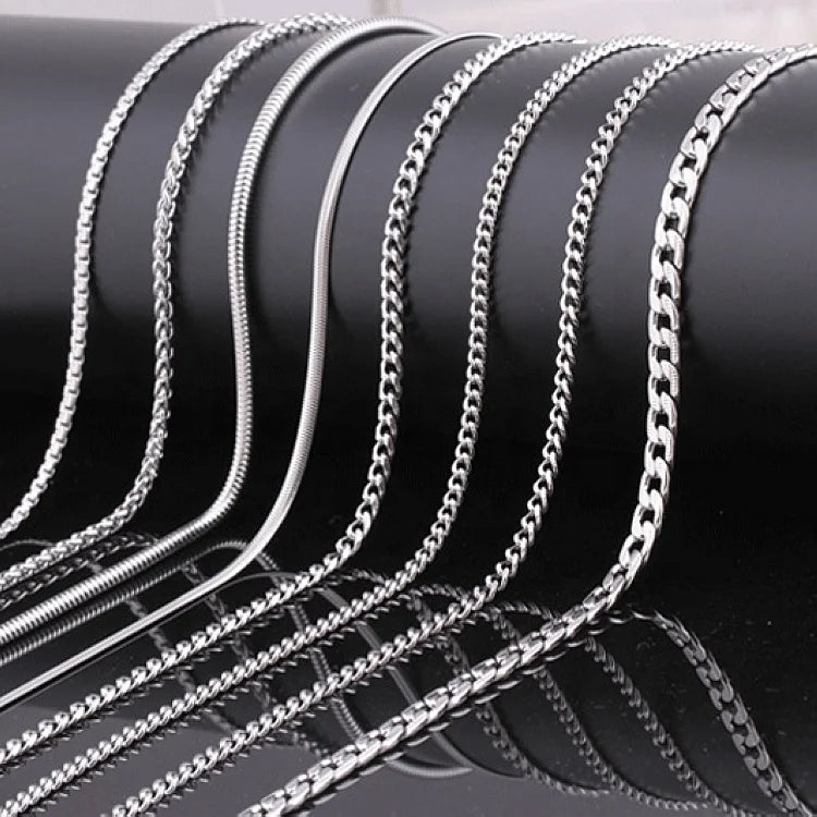 Factory Price 60cm Necklace 3-6MM Flat Snake Chains Stainless Steel Choker 60cm Unisex Jewelry Curb Link Flat Wheat Chains