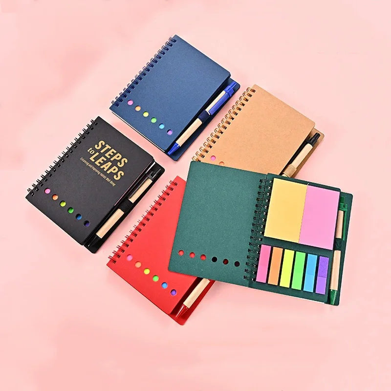 Customized Coil Notebook A6 Memo Notebook Memo Sticker Color Set Insert Pen Stationery Convenience Sticker