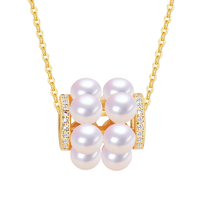 Hot Sale 18K Gold Plated Luxury Pearl Pendant Natural Freshwater Pearl Necklace Jewelry