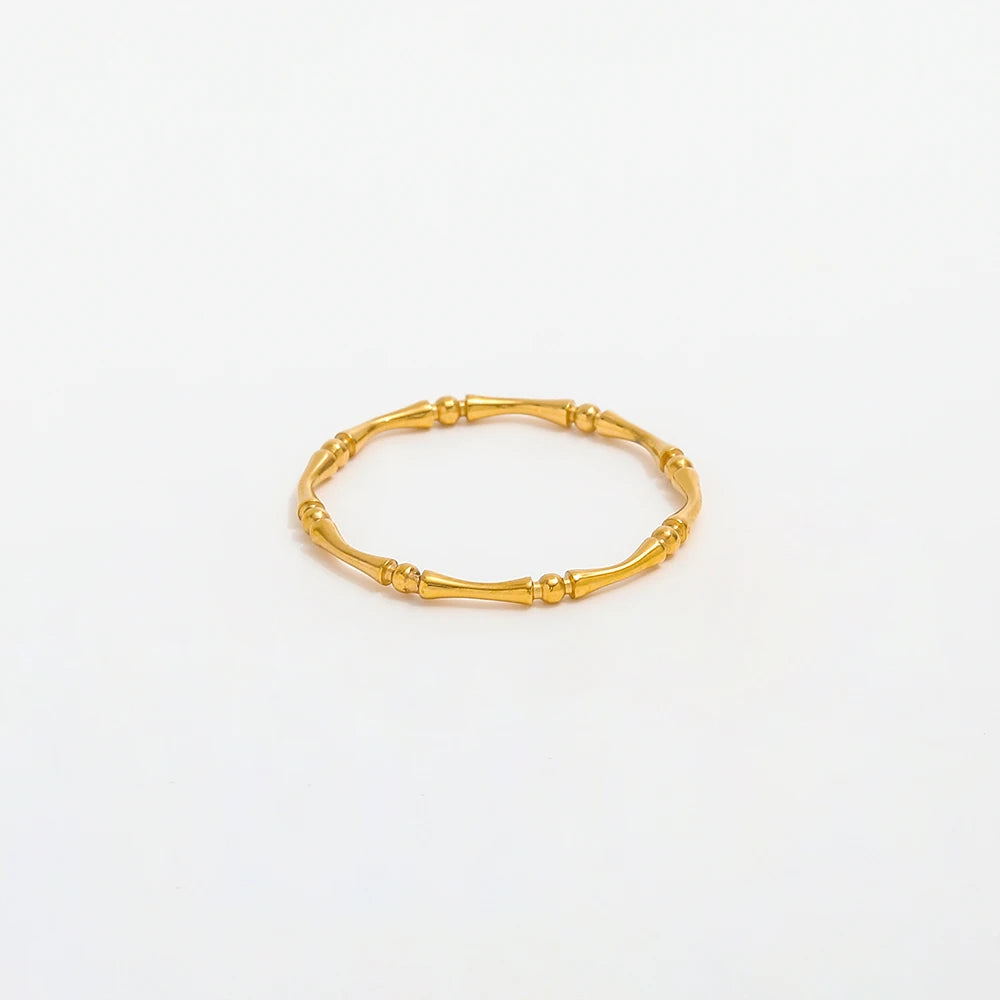 High End 18K PVD Gold Plated Bamboo Rings for Women Dainty Stainless Steel Jewelry