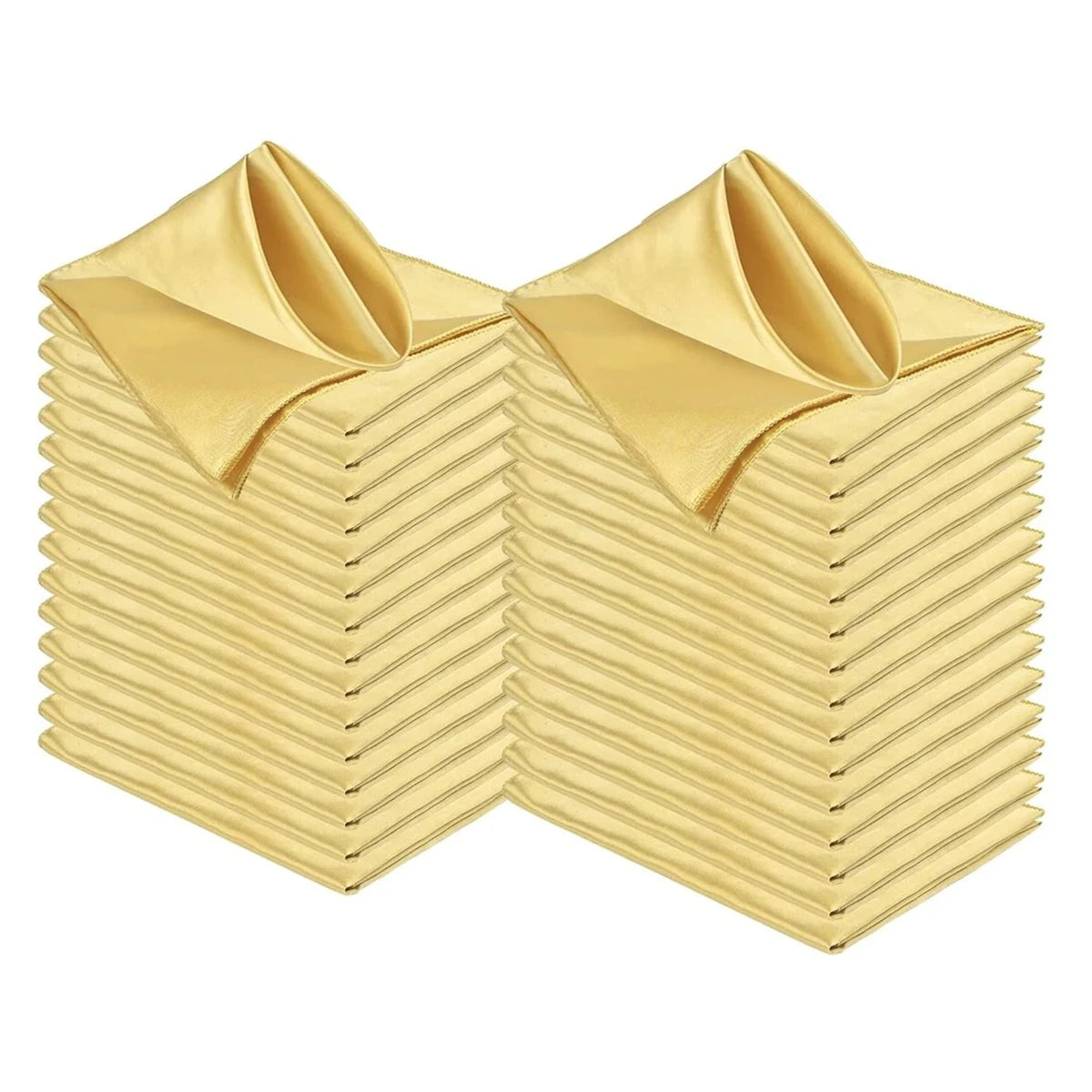 Yellow Lockstitch Satin Napkin Wedding Customized Reusable Polyester Fabric Napkins for Banquet Decoration Use Cloth Serviette