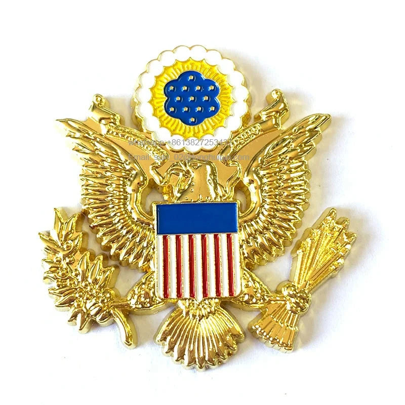 3D Gold United States Metal Logo Emblem Badges Pin Wholesale Enamel Pins Manufacturer