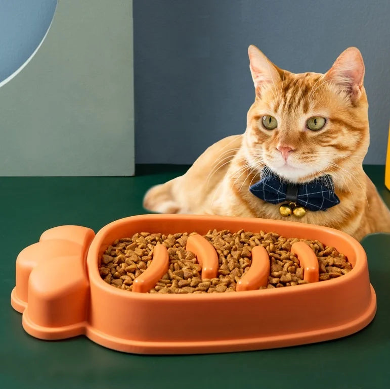 Cute Carrot Pet Bowl Universal for Cats Dogs Slow Feeder Eating Function Plastic Cat Food Bowl