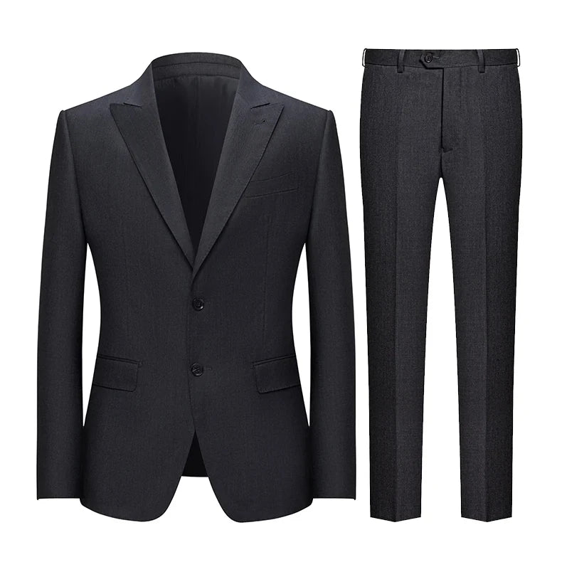 Men's Customizable Two-Piece Wool Material Business Suit Breathable Wedding Workwear & Interview Groom Clothing