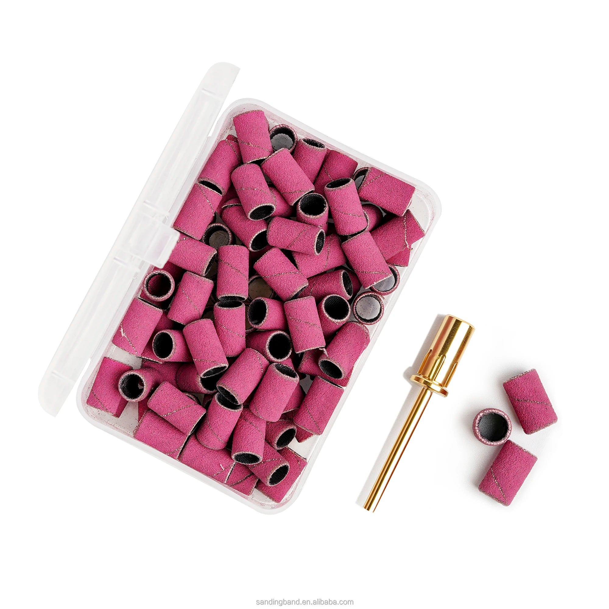 Manicure Pedicure Set Nails Tools in Box Drill Head 80 120 180 240 Pink White Zebra Sanding Bands for Nail Drill Bits