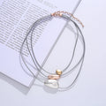 TongLing Minimalist Necklace Alloy Silver Rose Gold Three Layered Rope Strand String Choker Necklace for Daily Accessories