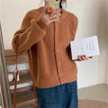 Women's Winter Cardigan Sweater New Thick Wool Loose Bat-sleeved Casual Button Knitting Logo on Front Jacket Tops Wholesale