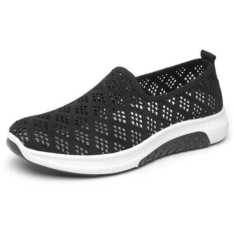 2026 Fly Woven Breathable Women's Single Shoes Summer Casual Shoes Soft Soled Fashion One Foot Net Shoes