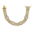 BB012 15mm Brass Setting Zircon Bracelet Hip Hop Iced Out Cuban Chain Bracelet Men's Jewelry