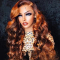 Wig Vendor Ombre Ginger Loose Wave Unprocessed Russian Cuticle Aligned Human Hair Transparent Lace Front Wigs