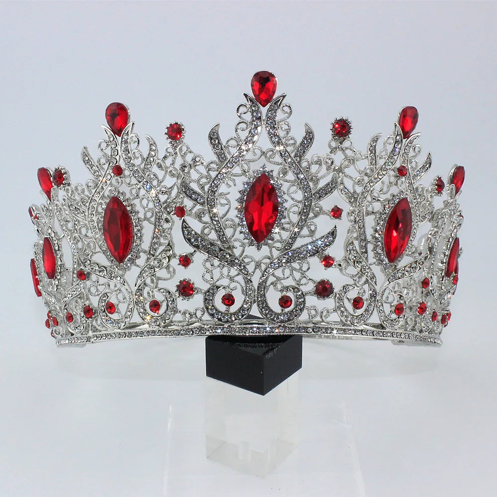 Wholesale Super Large Upscale Full Gemstones Round Bride Crown Hair Accessories Laurel Crown Baroque Queen Runway Large Crown