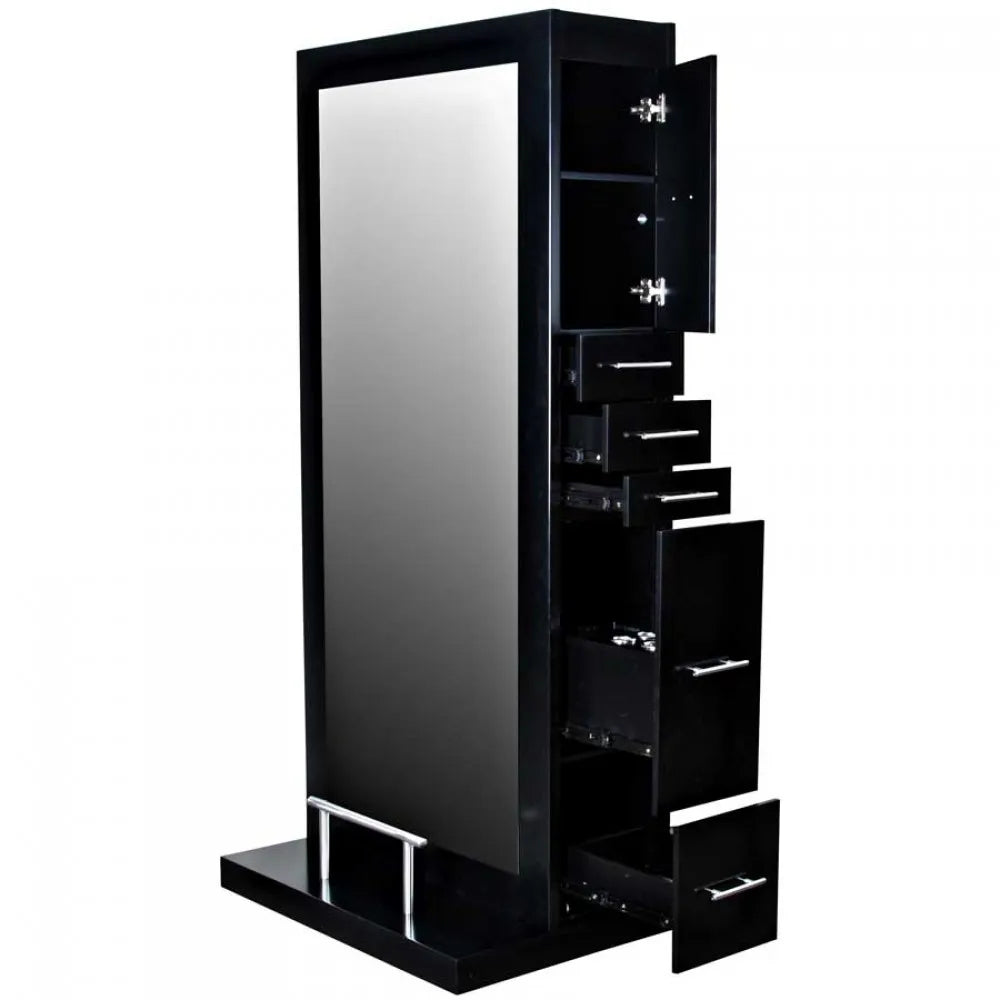 Double Sided Styling Mirror Station of Beauty Salon With Drawers