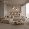 Wabi Sabi Japanese-style Cream-colored Fabric Sectional Sofa Set Sponge for Villa Living Room Home Furniture